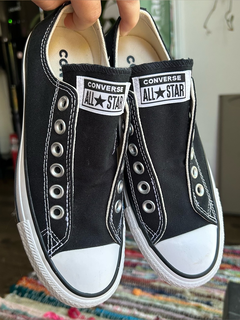 Converse Black/White Slip-On Low Top Sneakers - Picture 2 of 4